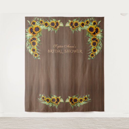 Rustic Sunflower Vrijgezellenfeest Barn Photo Boot Wandkleed (Voorkant)