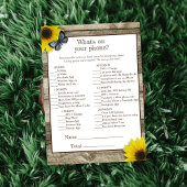 Rustic Sunflower Wat is er op je Baby shower? Kaart