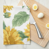Rustic Sunflower Watercolor Floral Farmhouse Theedoek (Quarter Fold)