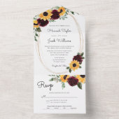 Rustic Sunflower Weddenschap met RSVP All In One Uitnodiging (Binnen)