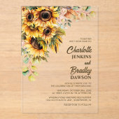 Rustic Sunflower Wedding Acryl Uitnodigingen (Voorkant)