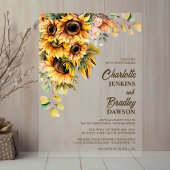 Rustic Sunflower Wedding Acryl Uitnodigingen