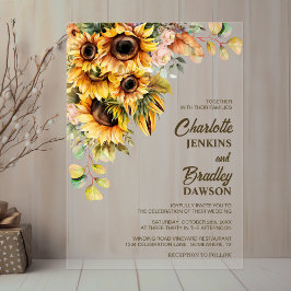 Rustic Sunflower Wedding Acryl Uitnodigingen