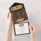 Rustic Sunflower Wedding All In One Uitnodiging (Afscheurbaar)