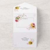 Rustic Sunflower Wedding All In One Uitnodiging (Buitenkant)