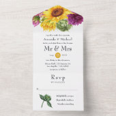 Rustic Sunflower Wedding All In One Uitnodiging (Binnen)