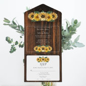 Rustic Sunflower Wedding All In One Uitnodiging