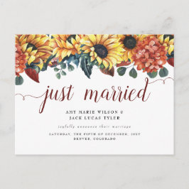 Rustic Sunflower Wedding Announding Briefkaart
