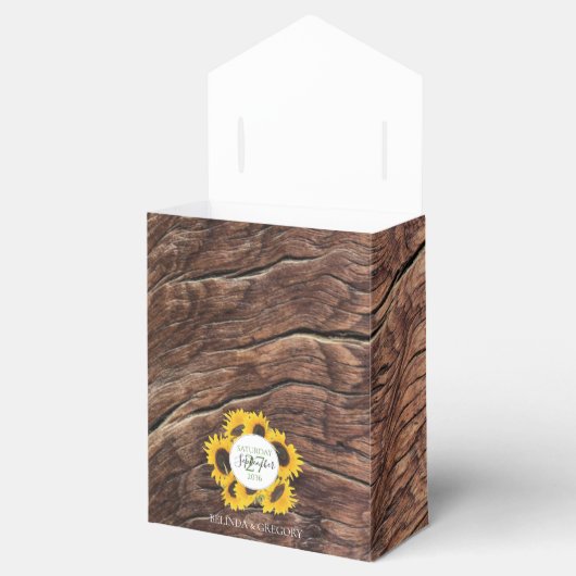 Rustic Sunflower Wedding Bedankdoosjes (Geopend)