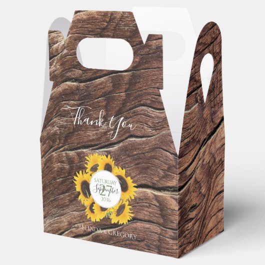 Rustic Sunflower Wedding Bedankdoosjes (Geopend)