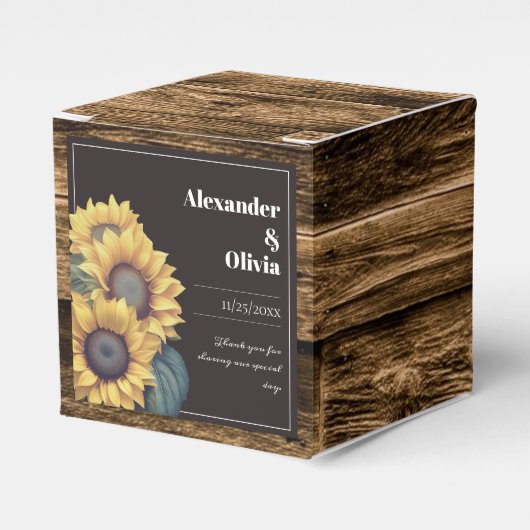 Rustic Sunflower Wedding Bedankdoosjes (Voorkant Zijde)