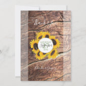 Rustic Sunflower Wedding Bedankkaart (Achterkant)