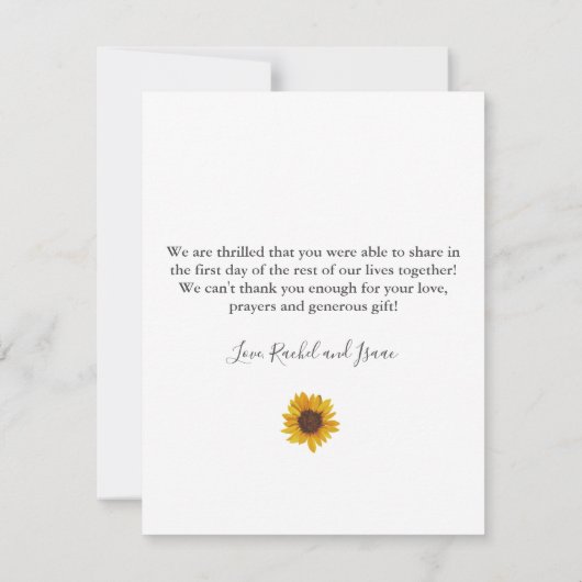 Rustic Sunflower Wedding Bedankt (Achterkant)