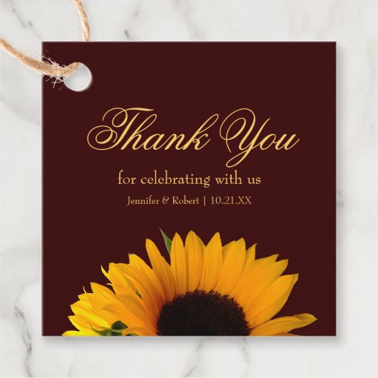 Rustic Sunflower Wedding Bedankt Bedankjes Labels (Voorkant)