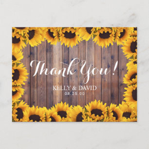 Rustic Sunflower Wedding Bedankt Briefkaart
