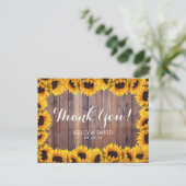 Rustic Sunflower Wedding Bedankt Briefkaart (Staand voorkant)