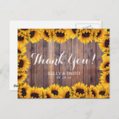 Rustic Sunflower Wedding Bedankt Briefkaart (Voorkant / Achterkant)
