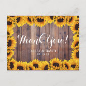 Rustic Sunflower Wedding Bedankt Briefkaart (Voorkant)