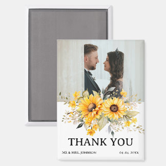 Rustic Sunflower Wedding Bedankt Magneet