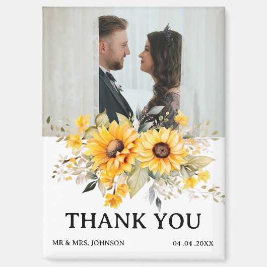Rustic Sunflower Wedding Bedankt Magneet (Voorkant)