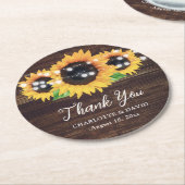 Rustic Sunflower Wedding Bedankt Ronde Kartonnen Onderzetter (Gebogen)