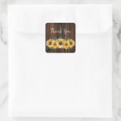 Rustic Sunflower Wedding Bedankt Vierkante Sticker (Tas)