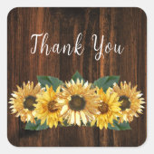 Rustic Sunflower Wedding Bedankt Vierkante Sticker (Voorkant)