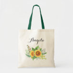 Rustic Sunflower Wedding Bridesmaid Personalized Tote Bag<br><div class="desc">Rustic Sunflowers Wedding Bridesmaid Favor Personalized Tote Bag. (1) For further customization,  please click the "customize further" link and use for design tool to modify this template. (2) If you need help or matching items,  please contact me.</div>