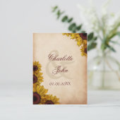 Rustic Sunflower Wedding Briefkaart (Staand voorkant)