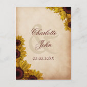 Rustic Sunflower Wedding Briefkaart (Voorkant)