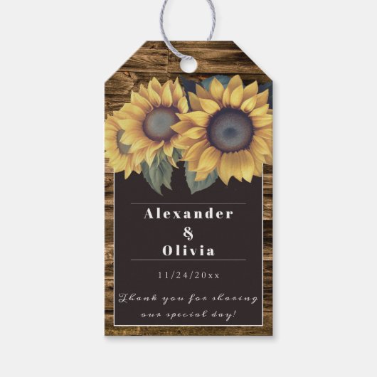 Rustic Sunflower Wedding Cadeaulabel (Voorkant)