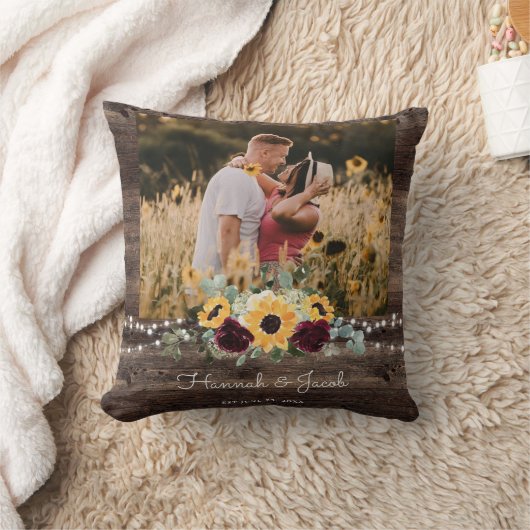 Rustic Sunflower Wedding Couple Foto Fleece Blank Kussen (Deken)