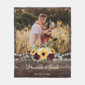 Rustic Sunflower Wedding Couple Foto Fleece Deken (Voorkant)