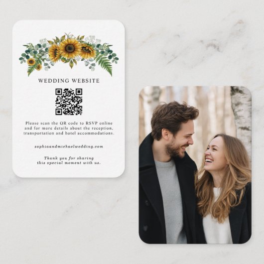 Rustic Sunflower Wedding Enclosure Card Informatiekaartje (Voorkant / Achterkant)