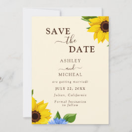 Rustic Sunflower Wedding Flat Save The Date Card
