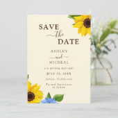 Rustic Sunflower Wedding Flat Save The Date Card (Staand voorkant)