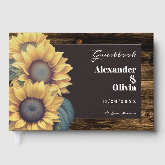 Rustic Sunflower Wedding Gastenboek (Voorkant)