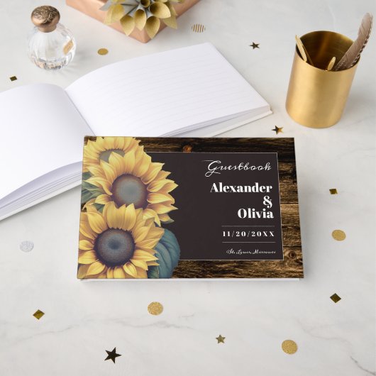 Rustic Sunflower Wedding Gastenboek (Voorkant open)