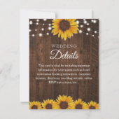 Rustic Sunflower Wedding Gastgegevens Info Kaart (Voorkant)