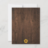 Rustic Sunflower Wedding Gastgegevens Info Kaart (Achterkant)