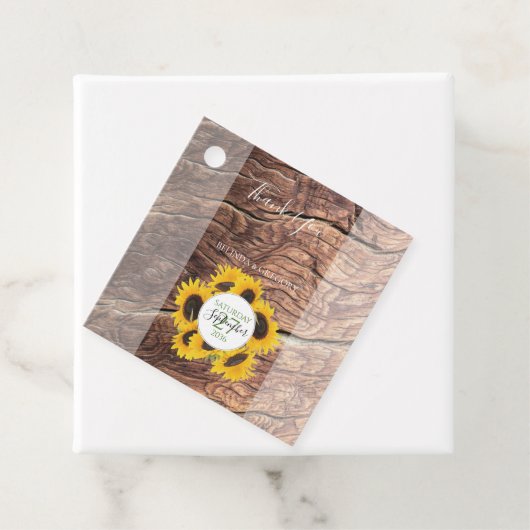 Rustic Sunflower Wedding Gift Bedankjes Labels (In situ)