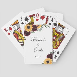 Rustic Sunflower Wedding Guest Favor Pokerkaarten