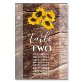 Rustic Sunflower Wedding Guest Names Kaart (Achterkant)