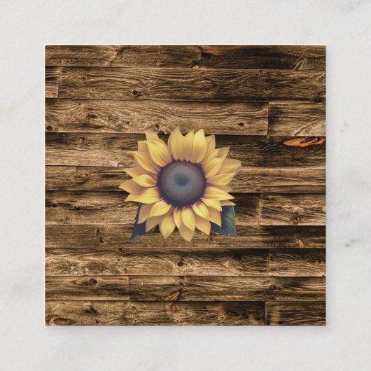 Rustic Sunflower Wedding Informatiekaartje (Achterkant)