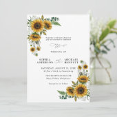 Rustic Sunflower Wedding Invitation Kaart (Staand voorkant)