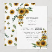 Rustic Sunflower Wedding Invitation Kaart (Voorkant / Achterkant)