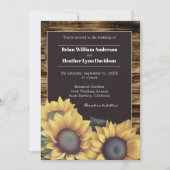 Rustic Sunflower Wedding Kaart (Voorkant)