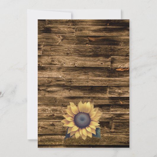 Rustic Sunflower Wedding Kaart (Achterkant)