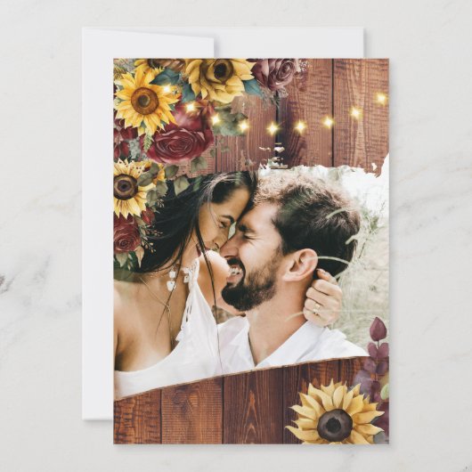 Rustic Sunflower Wedding Kaart (Achterkant)