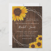 Rustic Sunflower Wedding Kaart (Voorkant)